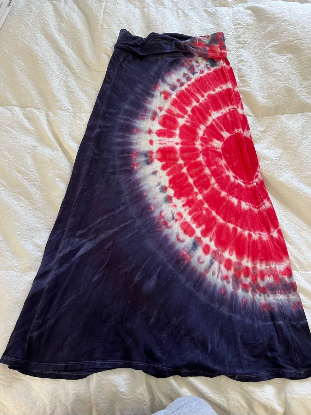 Girls size 10 Tie-Dye Circle Maxi Skirt in Navy & Red